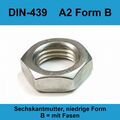 M12 DIN 439 A2 Edelstahl Sechskantmuttern flache niedrige Form 20-500St