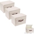 Aufbewahrungsbox, Stoff, faltbar, 3 Stück, 38x25x25 cm, beige, waschbar