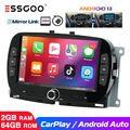 Für Fiat 500 2016-2019 Autoradio Android13 Carplay  GPS NAVI SWC WIFI RDS 2+64GB