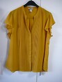 A9 H&M Bluse Tunika Gr 44/46 sonnegelb Biesen verd. Knopfleiste Volantärmel
