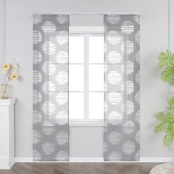 2er Flächenvorhang Voile Schiebegardine mit Klettband Küche Vorhänge Transparent