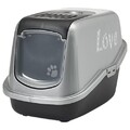 SAVIC Katzentoilette Nestor Impression Love schwarz-silber 56x39x38,5 cm
