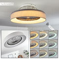 Dimmbare LED Decken Ventilator Wohn Schlaf Raum Leuchte Stoff Weiß Fernbedienung