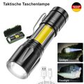Mini LED Taschenlampe Camping Handleuchte Zoom fokussierbar mit USB  Aufladbar