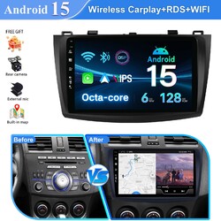 6+128GB Carplay DAB+ WIFI Autoradio Android 15 Für Mazda 3 2009-2013 BT GPS Navi