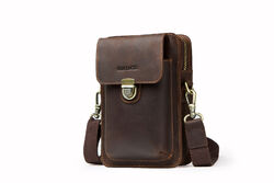 3 in 1 Mode Herren Leder Gürteltasche Handytasche Umhängetasche Crossbody Tasche