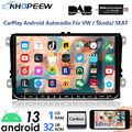 DAB+ 9" Android 13 Autoradio GPS Navi WIFI BT Für VW GOLF 5 6 POLO TOURAN TIGUAN