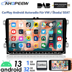 DAB+ 9" Android 13 Autoradio GPS Navi WIFI BT Für VW GOLF 5 6 POLO TOURAN TIGUAN