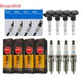 4x DELPHI Zündspule +4x NGK Zündkerze V-Line passend für Mazda 3 BK 1.6 1.4