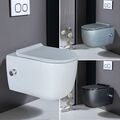 Wand WC Spülrandlos Set Wandhängende Toilette Schwarz Grau Weiß Bidet Funktion