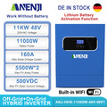 11000W 48V Hybrid Solar Inverter On-Grid+Off-Grid Dual MPPT 160A 230V 500V WIFI