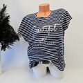 Italy T-Shirt Basic Baumwoll Shirt Gestreift Größe 40 42 44 46 Blau