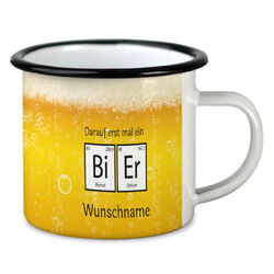 Emaille Tasse mit Namen bedrucken Camping Bier Becher