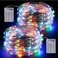 2 x LED Lichterkette, 2 x 12M Draht Micro mit 120 Wasserdicht Silberdraht