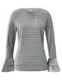  Sienna Damen Langarmshirt Changierender Samt mit Effektgarn Grau Gr 001-XS