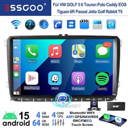DAB+ 4+64G CahtGPT Carpaly Android Autoradio GPS KAM Für VW Golf 5 6 Polo Touran
