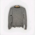 Bluoltre Pullover Gr. M / L Damen Strick langarm Pulli grau Stehkragen - C4