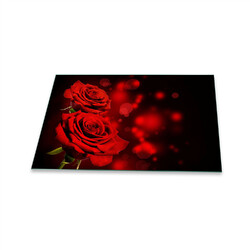 Herdabdeckplatte Ceran 1 Teilig 80x52 Blumen Rot Abdeckung Glas Spritzschutz