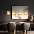 Esszimmerleuchte Pendelleuchte Hängelampe LED Acrylstäbe amber gold 4-Flammig