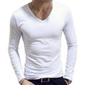 Herren Longsleeve Langarmshirt V-Ausschnitt Slim Fit Casual T-Shirts Unterhemd