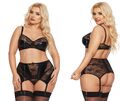 SOFTLINE WETLOOK SPITZE SET BÜGEL BH STRING STRAPSHALTER plus size clubwear
