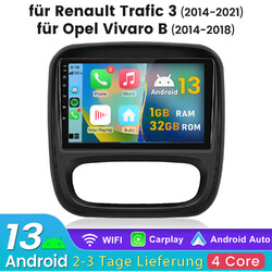 Für Renault Trafic Opel Vivaro Android 13.0 Autoradio Carplay GPS Nav BT FM SWC 