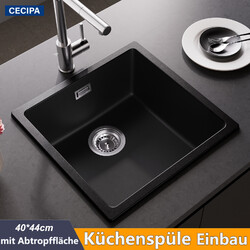 Granitspüle Küchenspüle Einbauspüle Spülbecken GranitSpüle 45x44cm Abtropffläche