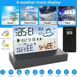 Digitale Wecker Wetterstation Funk Mit Farbdisplay Thermometer Innen-Außensensor