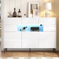 Moderner Sideboard Kommode Anrichte Schrank mit LED Beleuchtung Weiß Hochglanz