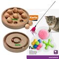Spielzeug für Katzen Set-Brain Train-2 in 1, Federwedel, Gumminspielzeug 3 Stück