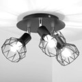Vintage Decken Lampe schwarz Wohn Zimmer Beleuchtung Käfig Spot Rondell Leuchte