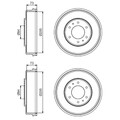 2X BOSCH 295mm BREMSTROMMELN HINTEN PASSEND FÜR MITSUBISHI L200 LINKS+RECHTS |