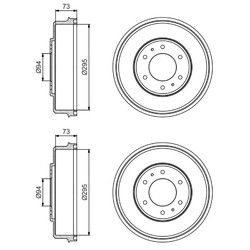 2X BOSCH 295mm BREMSTROMMELN HINTEN PASSEND FÜR MITSUBISHI L200 LINKS+RECHTS |