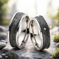 Trauringe Titan Carbon Diamanten - Partnerringe Eheringe Verlobungsringe Gravur