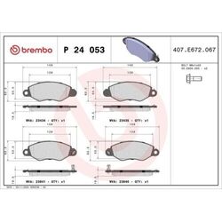 1x Bremsbelagsatz, Scheibenbremse BREMBO P 24 053 passend für FORD