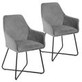 SVITA JOSIE Dining 2er Set Esszimmerstuhl Sessel Polsterstuhl Stoff Hellgrau
