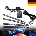 4x LED RGB Innenraumbeleuchtung Auto KFZ Ambiente Fußraumbeleuchtung mit Control