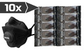 10x FFP2 iMASK Atemschutzmaske Mundschutz mit Ventil Rauch- u. Nebelschutz black
