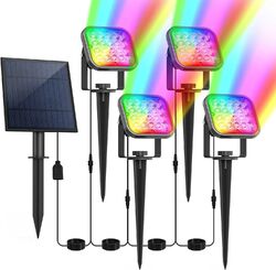 T-SUN RGB Solarleuchte Garten 4 Stück LED Gartenbeleuchtung Solar Gartenstrahler