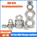 Sechskantmuttern Muttern Edelstahl A2 DIN 934 M1 M2 M3 M4 M5 M6 M8- M64 rostfrei
