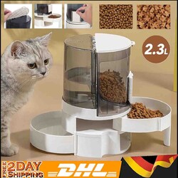 2 in 1 Automatischer Futterautomat Futterspender Katze Hunde Pet Feeder 2.3L