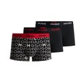 Hugo 3er Pack Stretch Baumwolle Trunks mit Logo Bund - Schwarz Allover