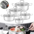 Edelstahl Topfset Induktion Kochtopf Set Töpfe mit Glasdeckel für alle Herdarten