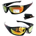 Sport Sonnenbrille Polarisiert Biker schwarz Orange verspiegelt Rennec 64 Box
