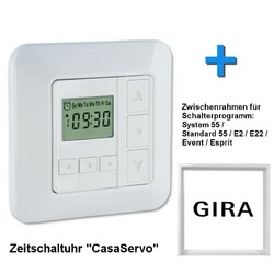 Zeitschaltuhr Timer CasaServo für Rolladen Jalousie Rollo + GIRA Zwischenrahmen