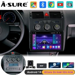 DAB+ 2+32G Android 14 Autoradio Apple Carplay Navi Kam für VW Touran 1T1 1T2 1T3