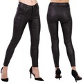 Damen Kunstleder Hose Stretchhose Skinny Röhre Slim Fit Lederoptik Bikerhose Wet