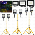 2x LED Fluter RGB mit Stativ 10/20/30/50W Scheinwerfer Baustrahler Außenstrahler