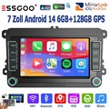 6+128G Für VW Golf 5 6 Plus Jetta Touran Caddy Autoradio Android 14 Carplay GPS
