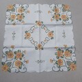Tischdecke Mitteldecke Weiß Blumen Frühling quadratisch 85 x 85 cm, Neu 